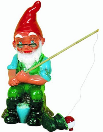 Nain de jardin sur un canard