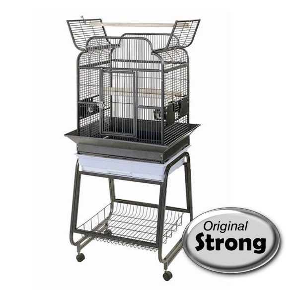 Cage Perruche Gaia avec socle sur pieds, Couleur: Gris anthracite