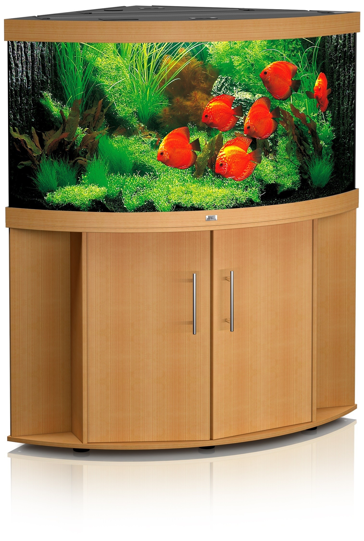 Aquarium d'angle Trigon 350 hêtre + meuble