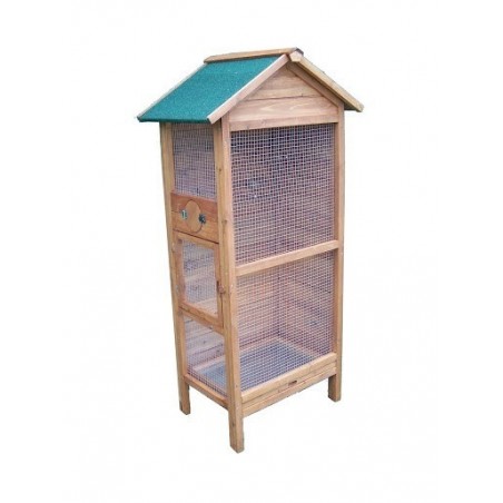 Cage à oiseaux bois teinté Ht. 158 cm