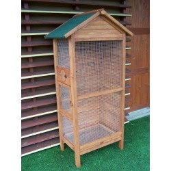Cage à oiseaux bois teinté Ht. 158 cm