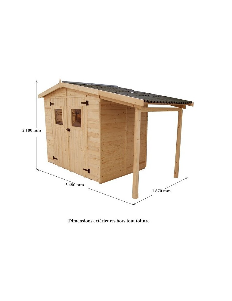 Abri Eden, Epicéa Panneaux 16mm, 1.40 X 1.45 M, 2.00m²