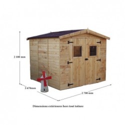 Abri double porte bois 16mm - 7.2 m²