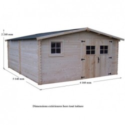 Abri bois Madriers massifs 28mm 21 m²