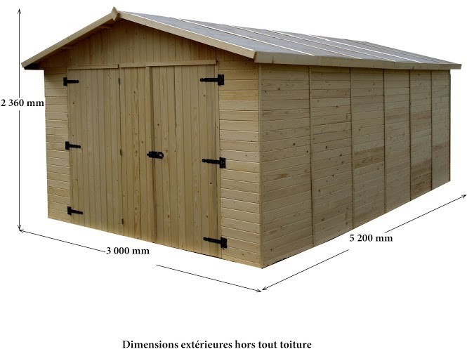Garage panneau bois 16mm - 15.6 m², Variante: Avec montage