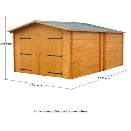 Garage Madriers massifs 28mm 20.7 m²
