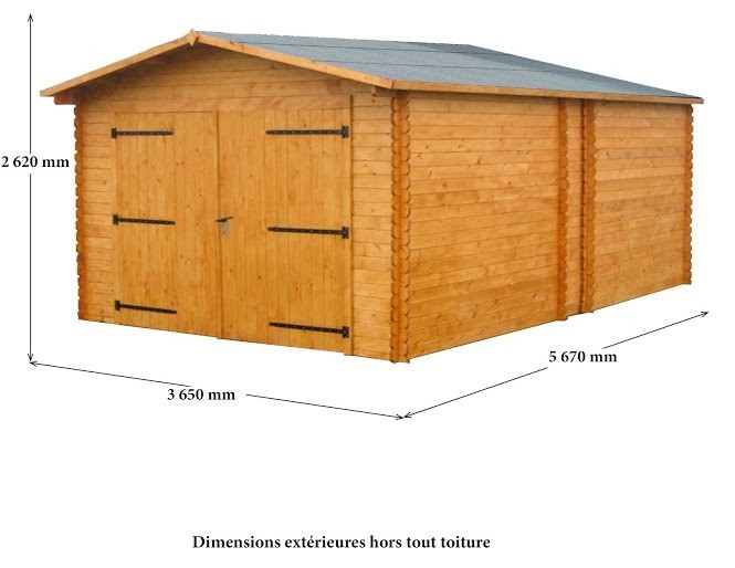 Garage Madriers massifs 28mm 20.7m², Variante: Avec montage