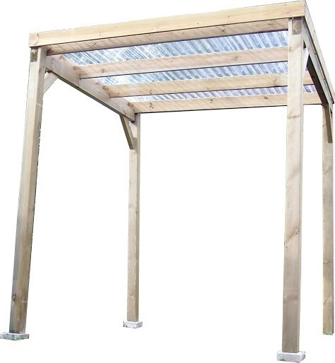 Carport autoclavé toit plat 2x2 m