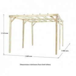 Carport toit plat sans couverture 3x5 m