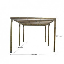 Carport Autoclavé toit plat 15 m²