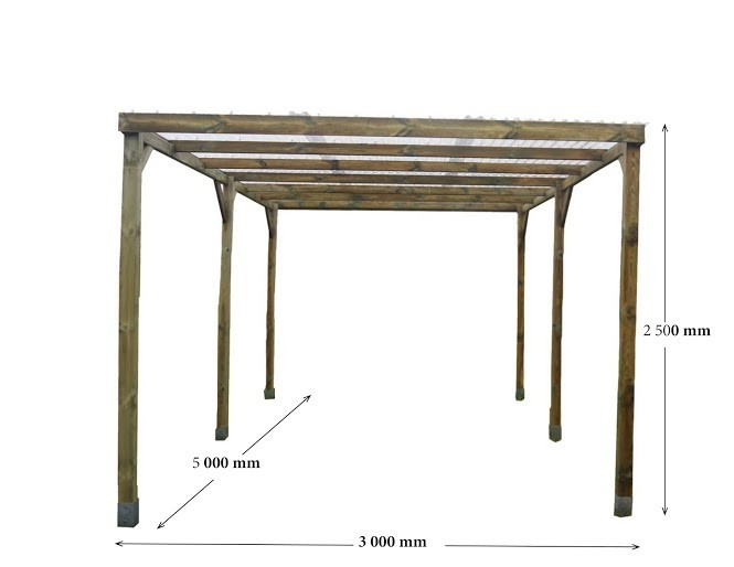 Carport Autoclavé toit plat 15 m²