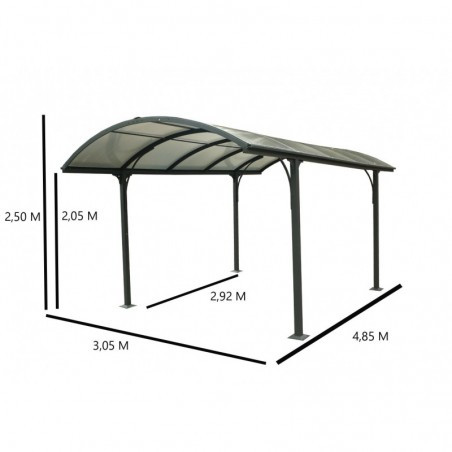 Carport aluminium toit 1/2 rond gris anthracite