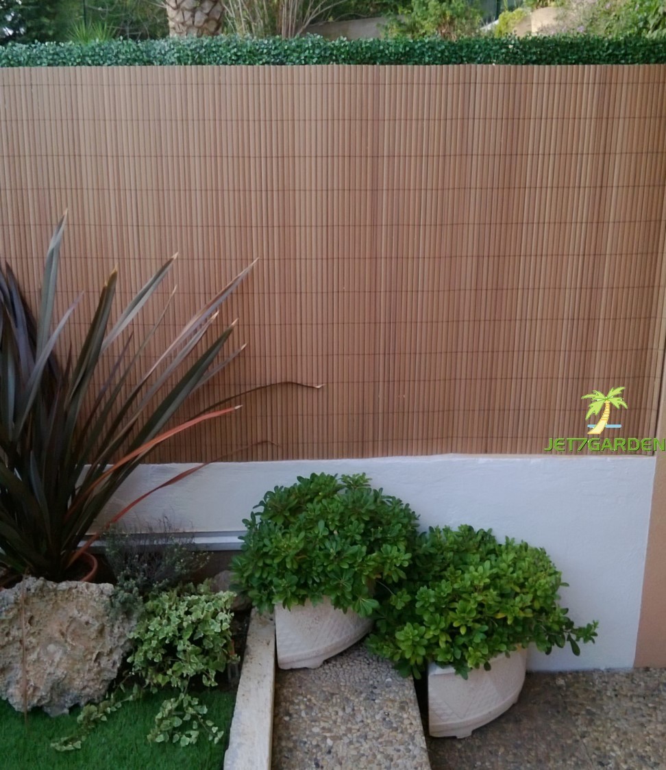 Canisse PVC Double Face Teck, Variante: Ht.1.8 x Lg.3 m