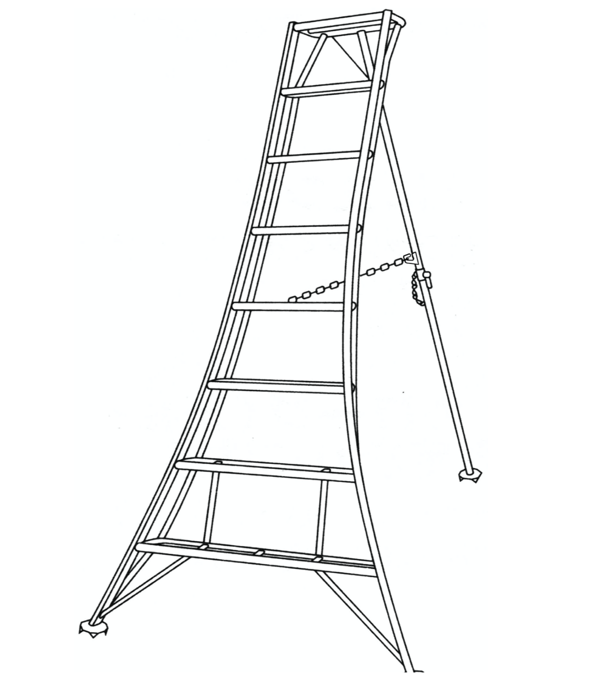 Tripod (trépied) pour la taille du jardin, Modèle: 1 Pied réglable arrière / Hauteur 4.20 m