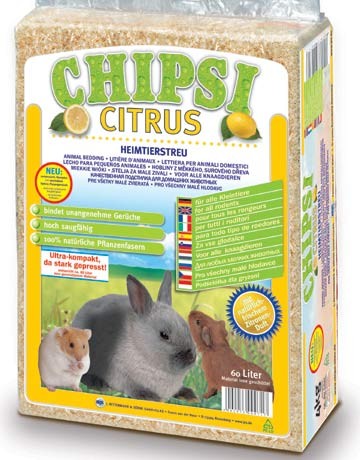 Litière copeaux Chipsi Citrus parfumée, contenance: 60 l - 3.6 kg