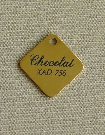Medaille laiton carrée pour chien ou chat, Gravure motif: Sans