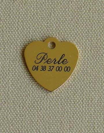 Medaille laiton coeur pour chat ou chien, Taille: Petite, Gravure motif: Sans