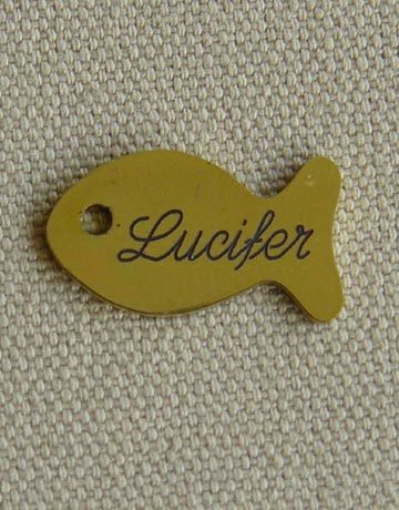 Medaille pour chien en laiton poisson, Gravure motif: Sans
