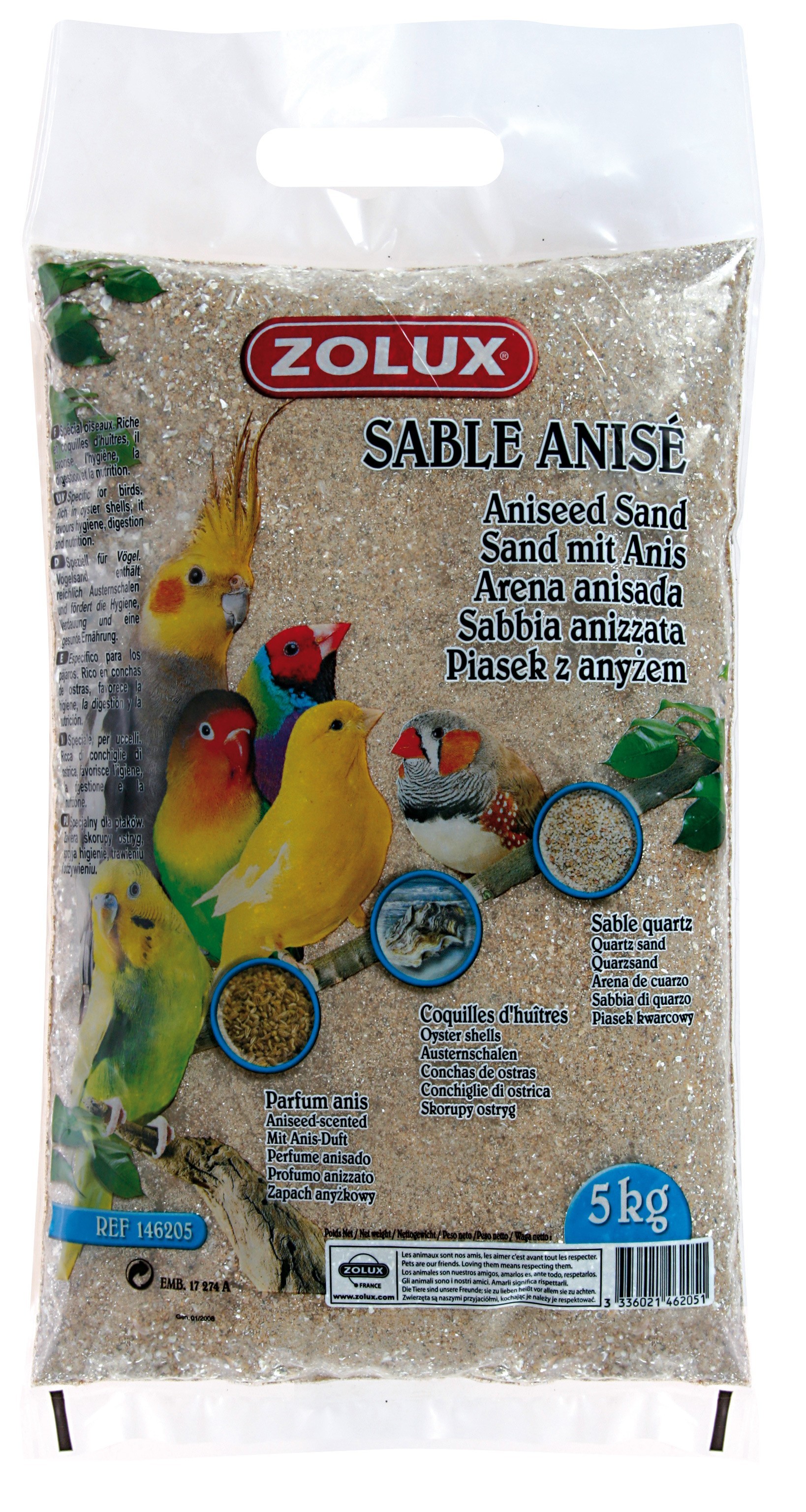 Sable Anisé : Litière fond de cage, contenance: sac 5 kg