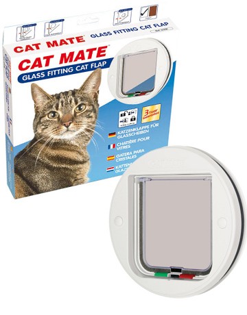 Chatiere Cat Mate ronde pour vitre 4 positions, Couleur: Blanche