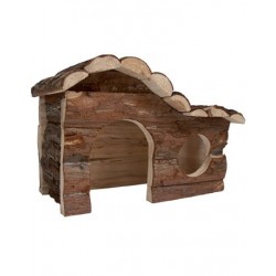 Chalet en rondin de bois pour lapins et chinchillas