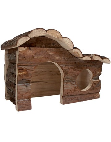 Chalet en rondin de bois pour lapins et chinchillas