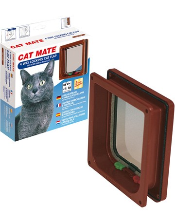Chatiere Cat Mate verrou 4 positions - porte épaisse, Couleur: Marron