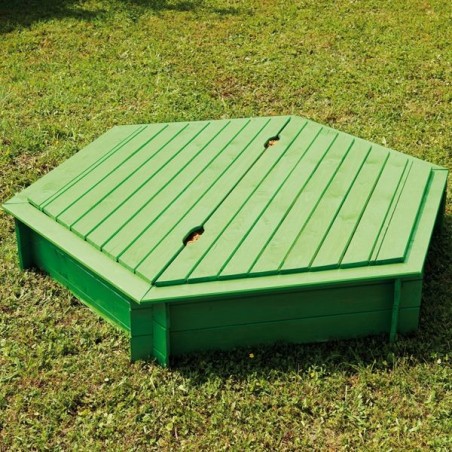 Bac à sable hexagonal + couvercle 180cm - Pin traité FSC