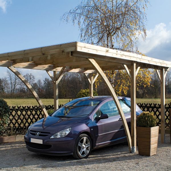 Carport Bois MILANO UNO - 1 voiture